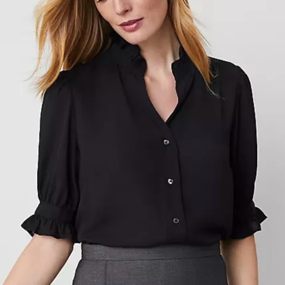 Ann Taylor Ruffle Sleeve Blouse